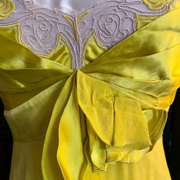 KAREN MILLEN Silk Chartreuse Ruffled Dress - Picture 7 of 11